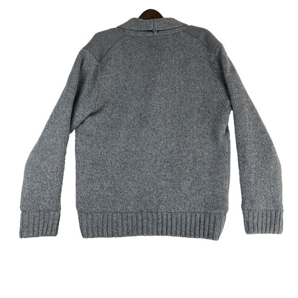 Zero Degrees Mens M Wool Shawl Collar Cardigan Sweater Gray Preppy Academia - Picture 2 of 16